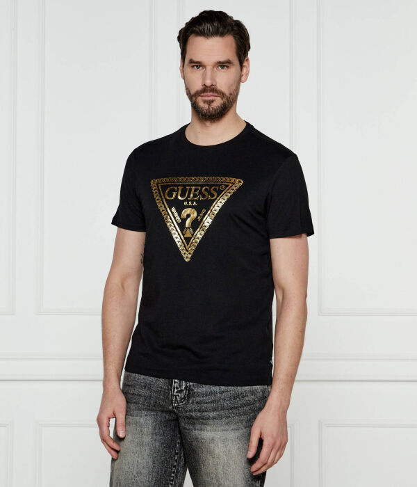 

Футболка с тремя бревнами и цепочкой Regular fit Guess Jeans, черный