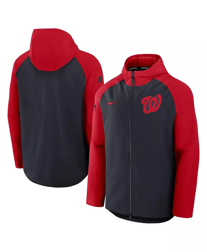 

Мужская сине-красная куртка Washington Nationals Authentic Collection с рукавом реглан на молнии Nike