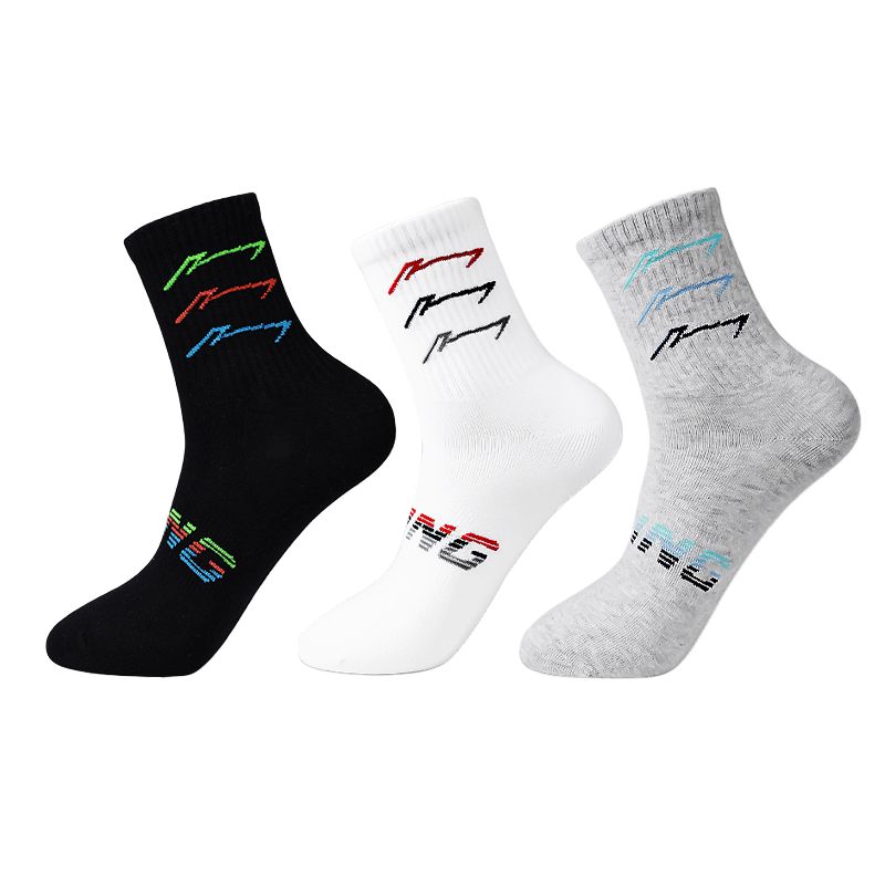 

Средние носки унисекс набор из 3 пар LINING, черный/белый/серый