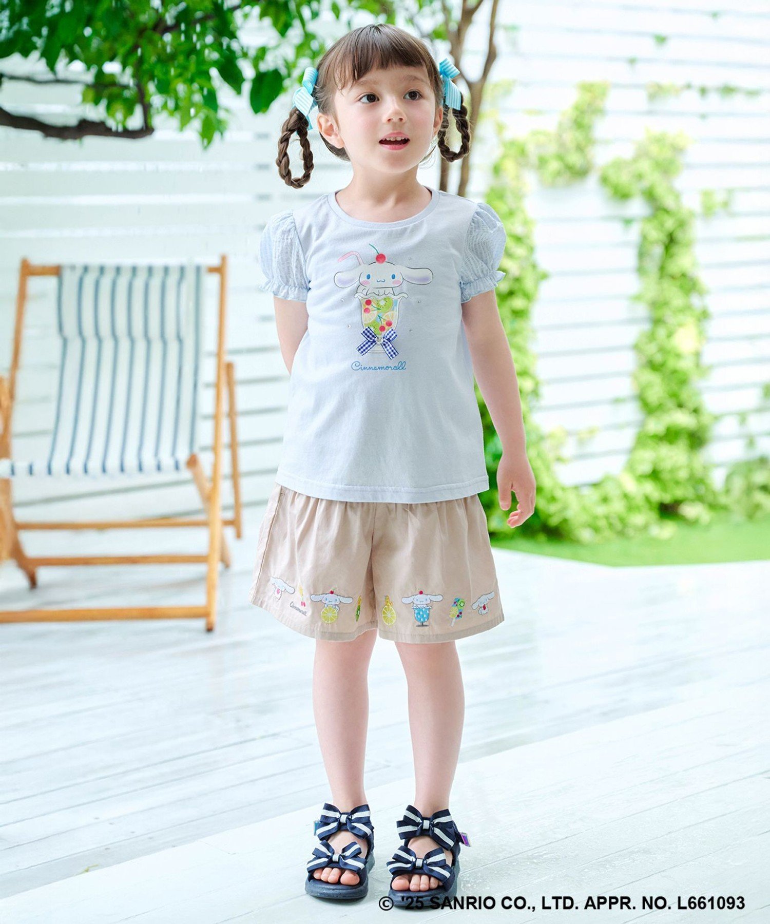 Брюки-кюлоты с вышитым низом ANY KIDS, Cinnamoroll x Beige [033]