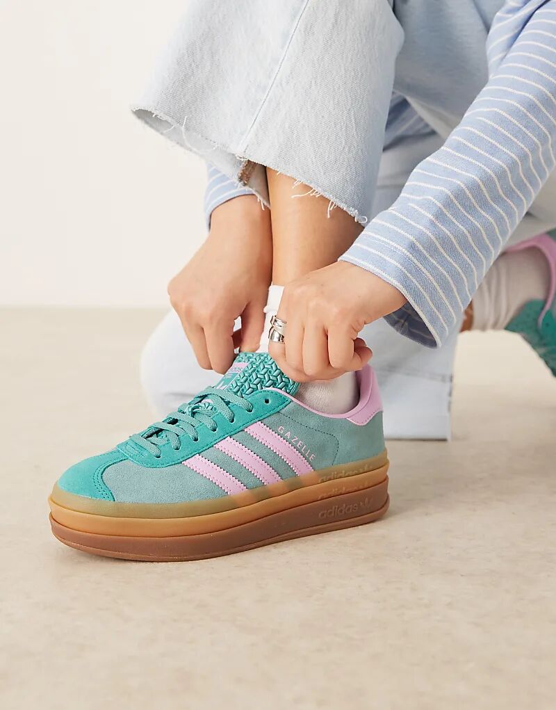 Кроссовки adidas Originals Gazelle Bold зеленого и розового цветов