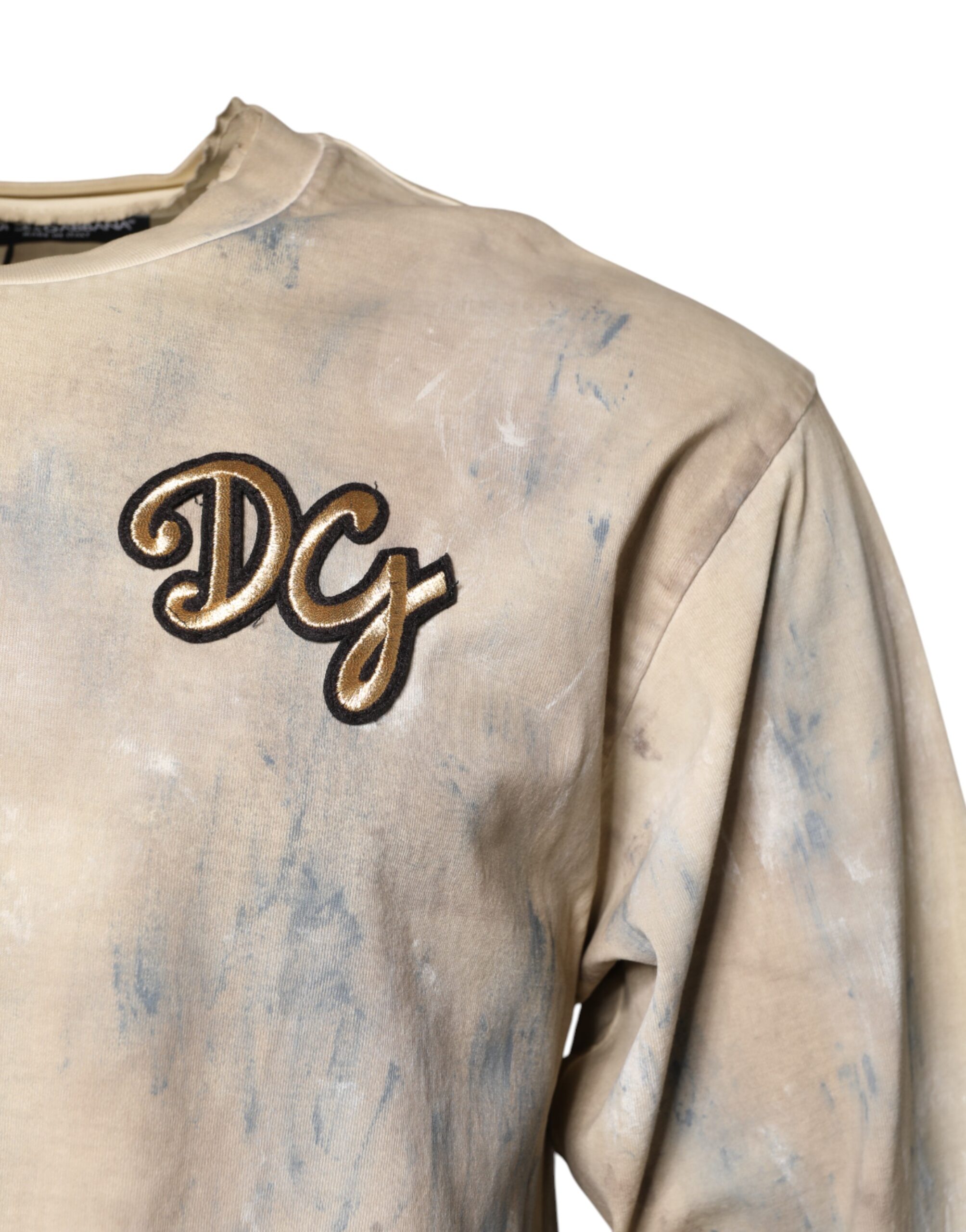 Укороченная футболка бежевого цвета с вышивкой Tie Dye DG Dolce & Gabbana, Beige — фото 2