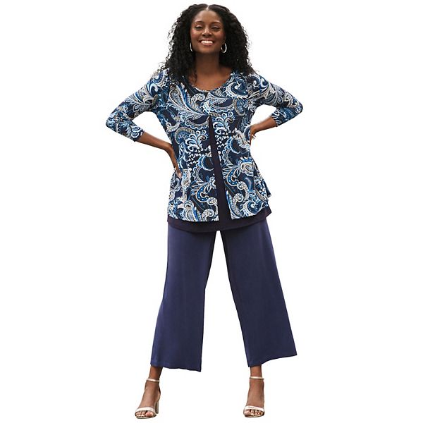 

Туника с круглым вырезом и двойным слоем для женщин plus size Jessica London, Navy Paisley, Синий, Туника с круглым вырезом и двойным слоем для женщин plus size Jessica London, Navy Paisley