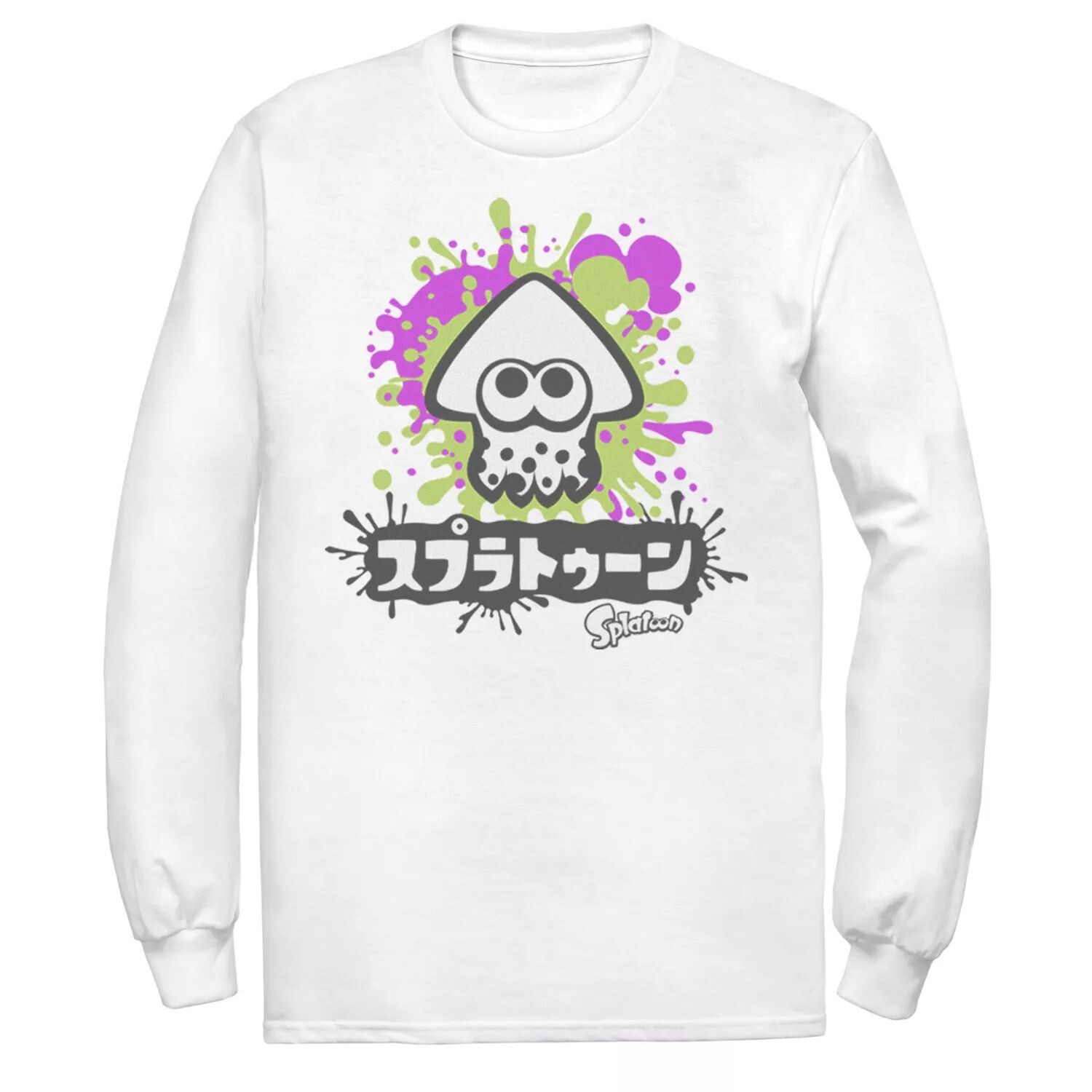 

Мужская футболка с длинными рукавами и графическим рисунком Nintendo Splatoon Inkling Text Splatter Licensed Character