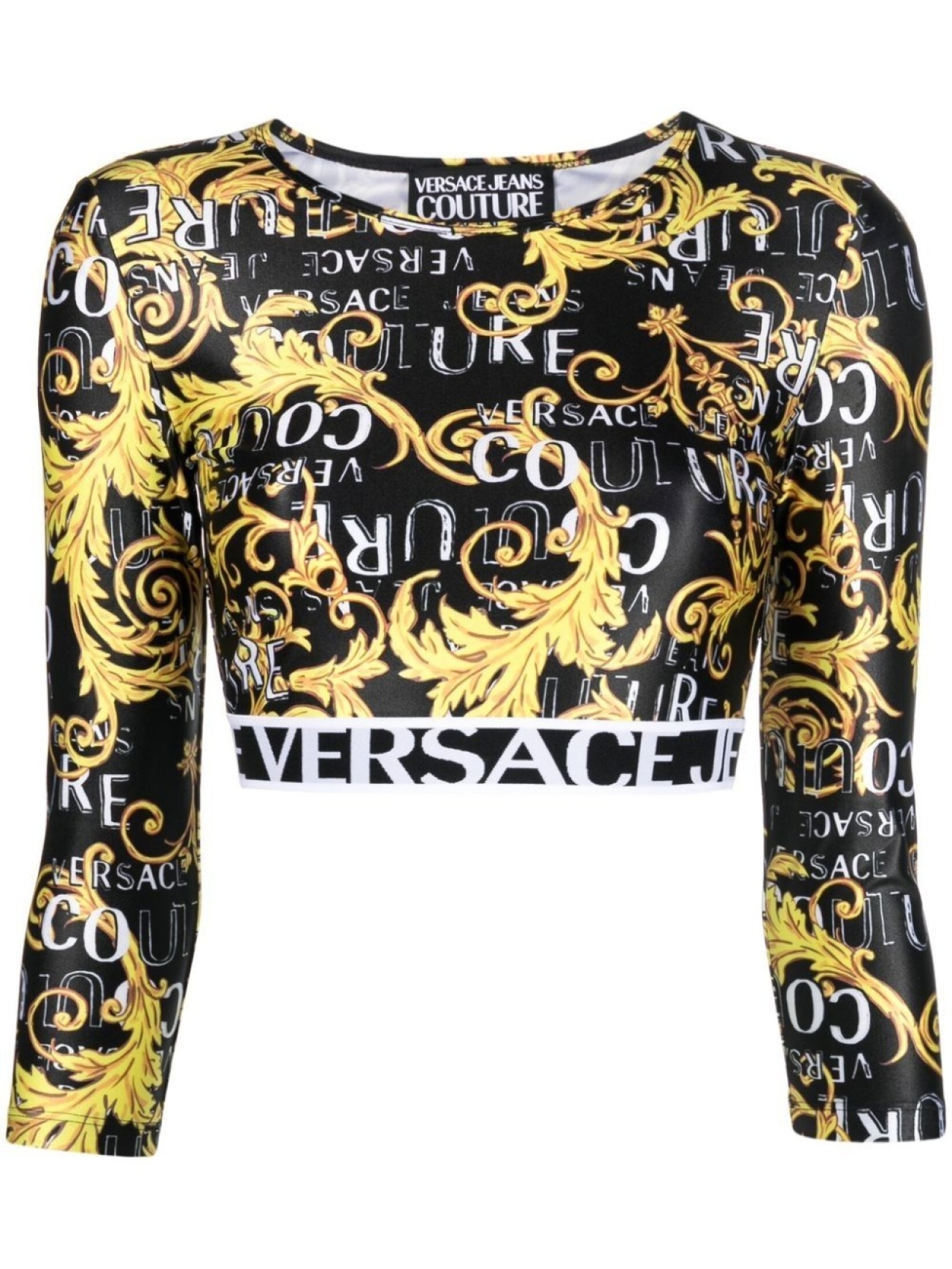 

Укороченный топ с логотипом Versace Jeans Couture, черный