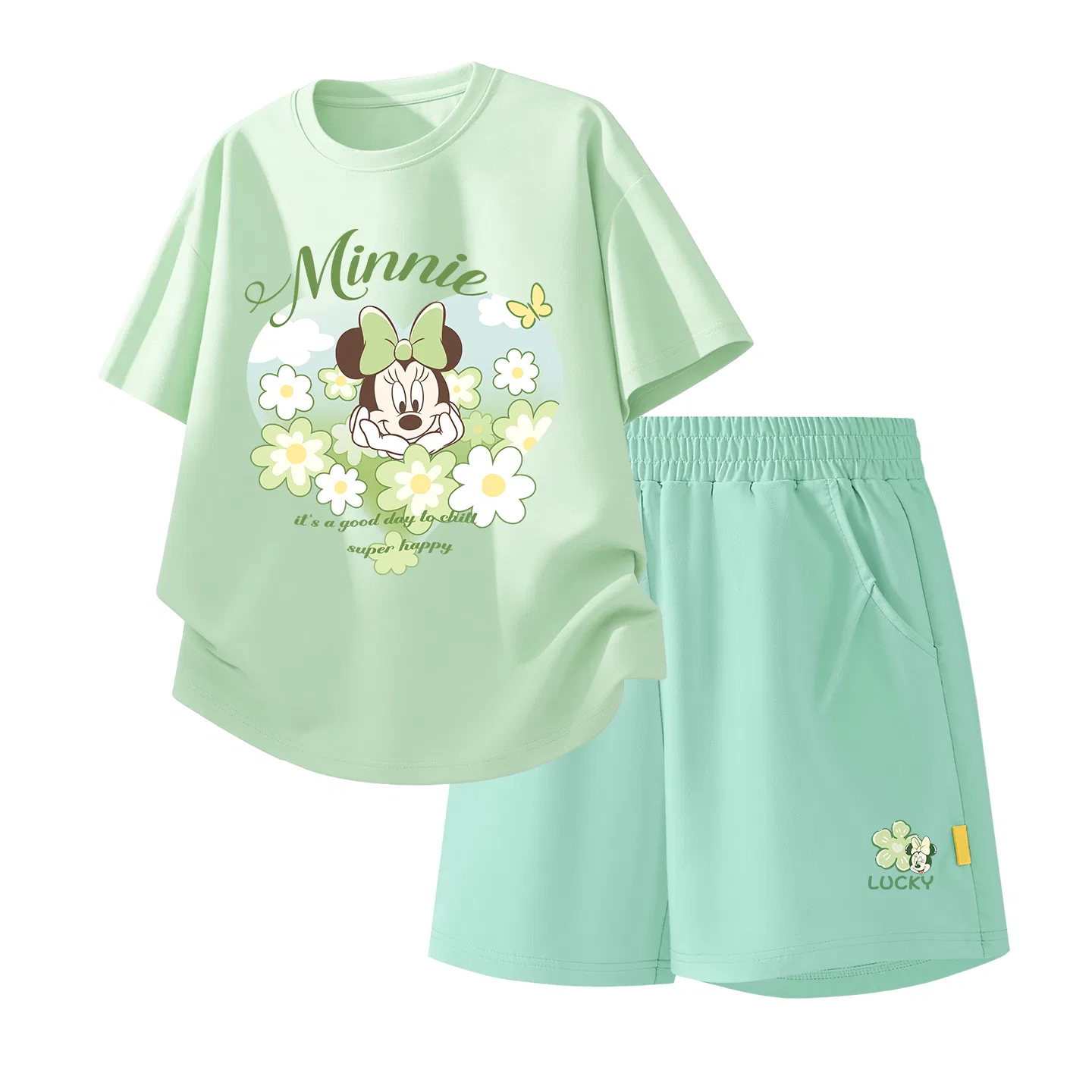Детский спортивный костюм Casual Sportswear 2 Piece Set Disney, Di Flower Garden Nini Green+Di Lucky Clover K_Bottom Sweet Pear Green