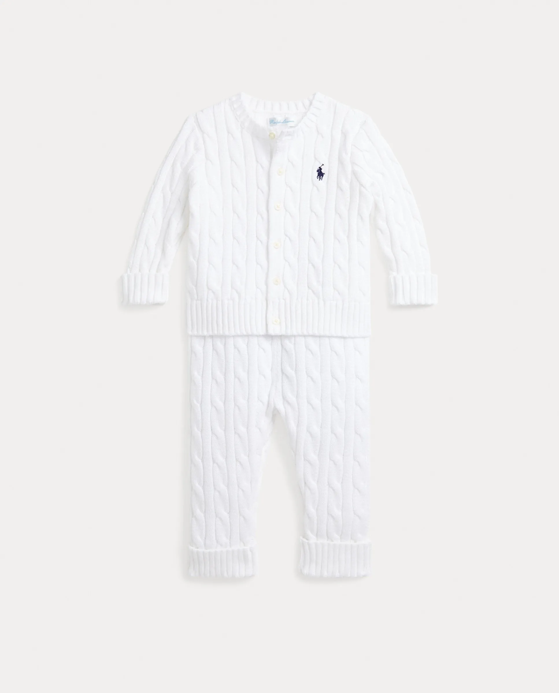 

Универсальный комплект из кардигана и брюк из хлопка Polo Ralph Lauren, белый