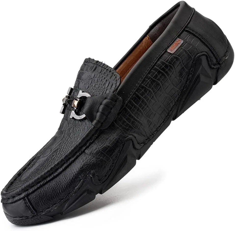 Мокасины крокодиловая кожа мужские Loafers, черный SayfuR — фото 4