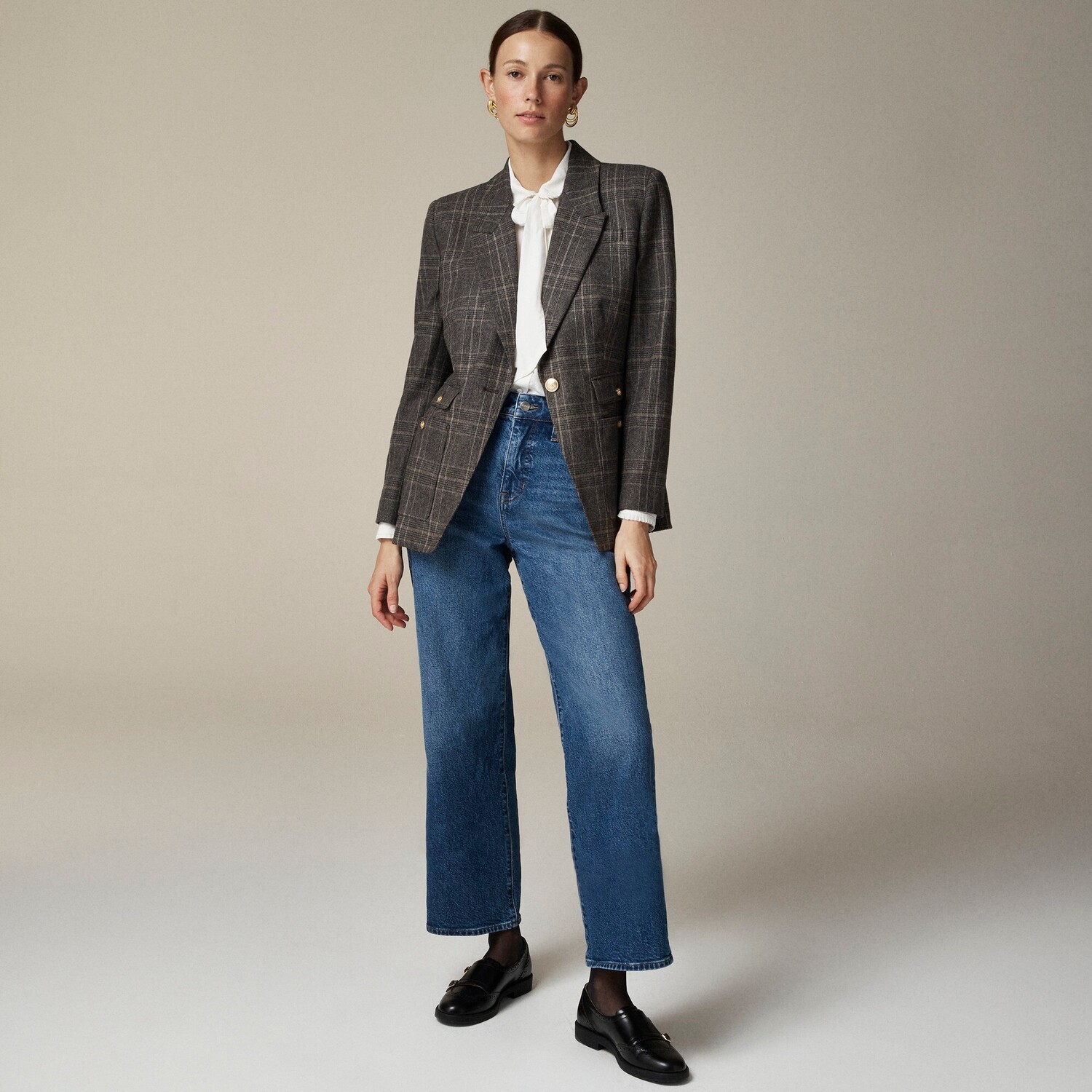 

Блейзер Vivienne из итальянской шерстяной ткани в клетку J.Crew, коричневый