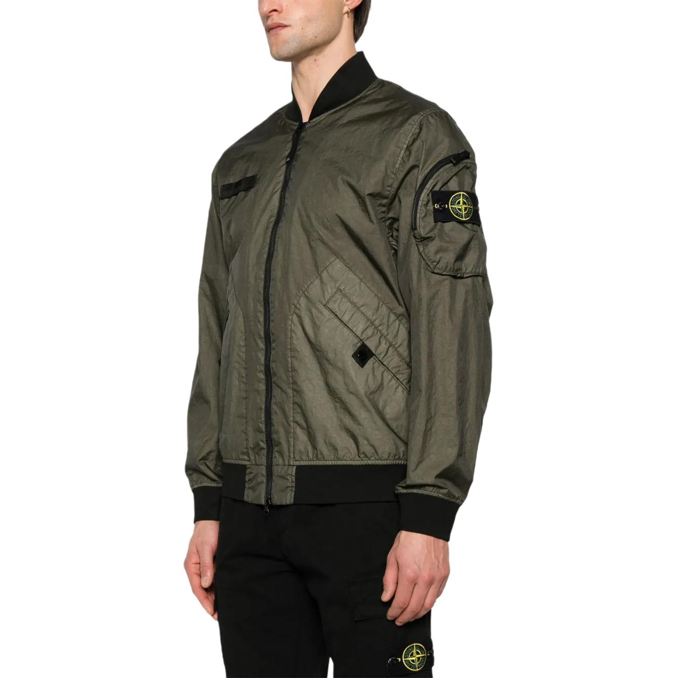 Бомбер с лого-патчем на молнии STONE ISLAND, зеленый — фото 3
