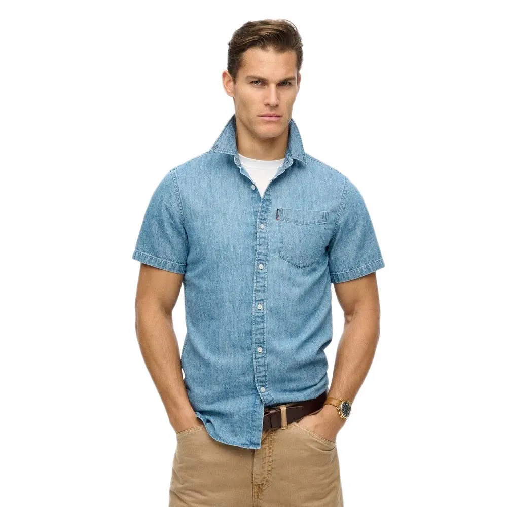 

Рубашка с коротким рукавом Superdry Essential Denim, синий