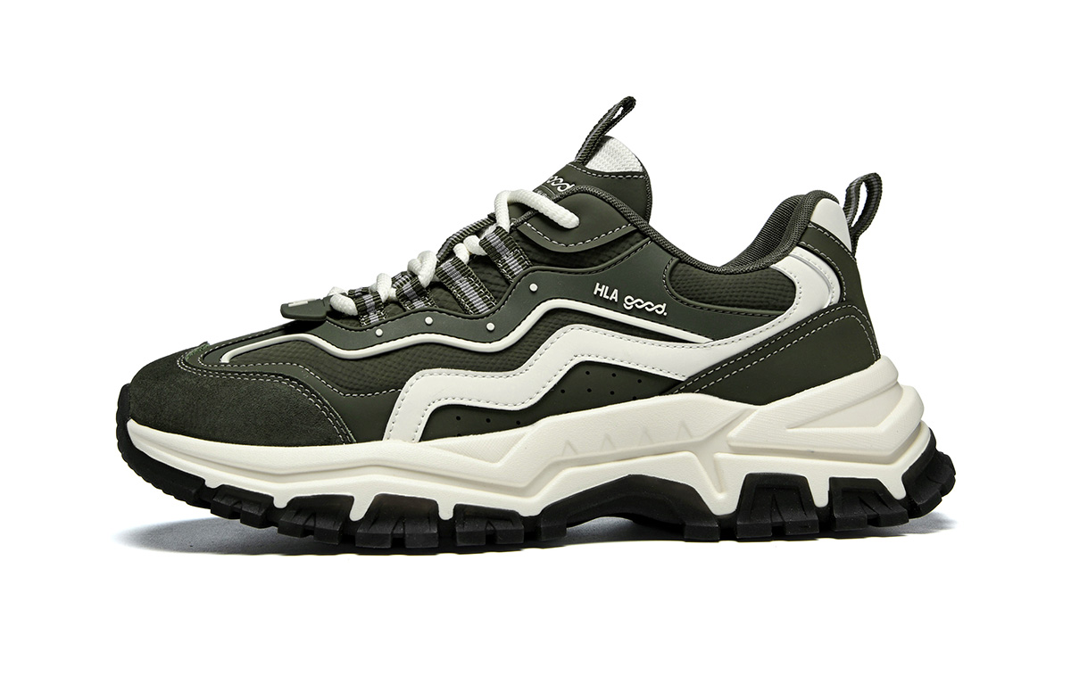 

Нескользящие и дышащие низкие беговые кроссовки унисекс HLA, белый зеленый (leather surface)