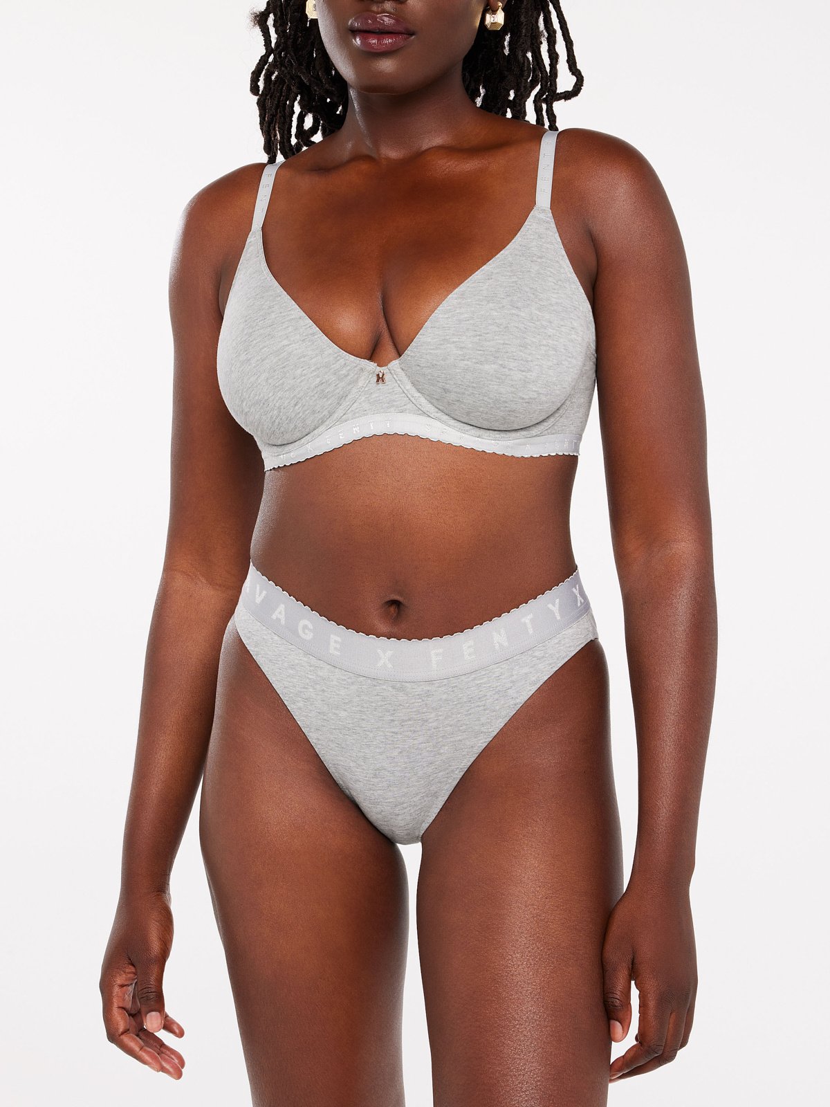 

Трусики бикини Savage X Fenty Savage X Cotton High-Leg, цвет Platinum Grey