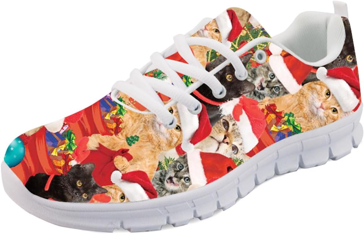 

Кроссовки Forchrinse Sunflower унисекс для бега, женские и мужские, мягкие для ходьбы и бега, повседневные, для спортзала, спортивные, Christmas Cat With Hat