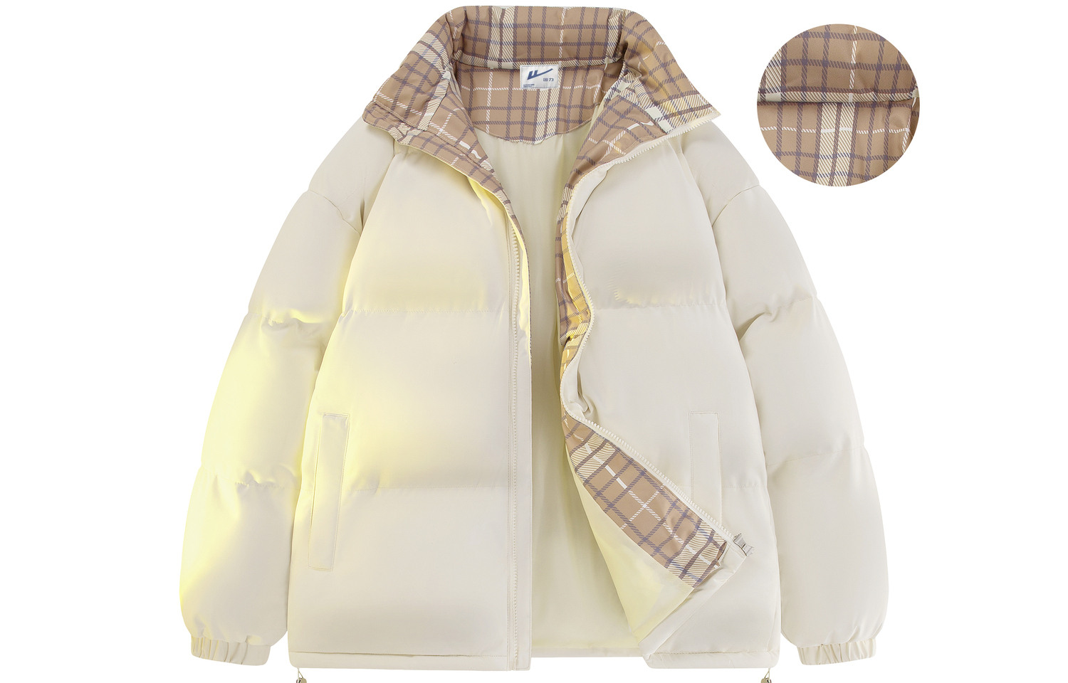 

WARRIOR Пуховик унисекс Huichao Open Ended Smile Collection, Style A Apricot[Faceless Drawstring Style]