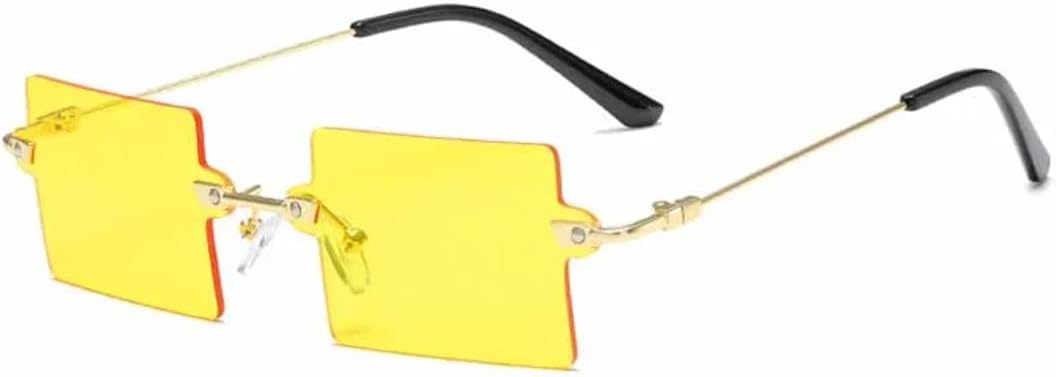 

Модные солнцезащитные очки в стиле металл-панк без оправы, квадратной формы, популярные среди женщин и мужчин, для путешествий, с разноцветными линзами UV400 TVTBBVV, Gold Yellow