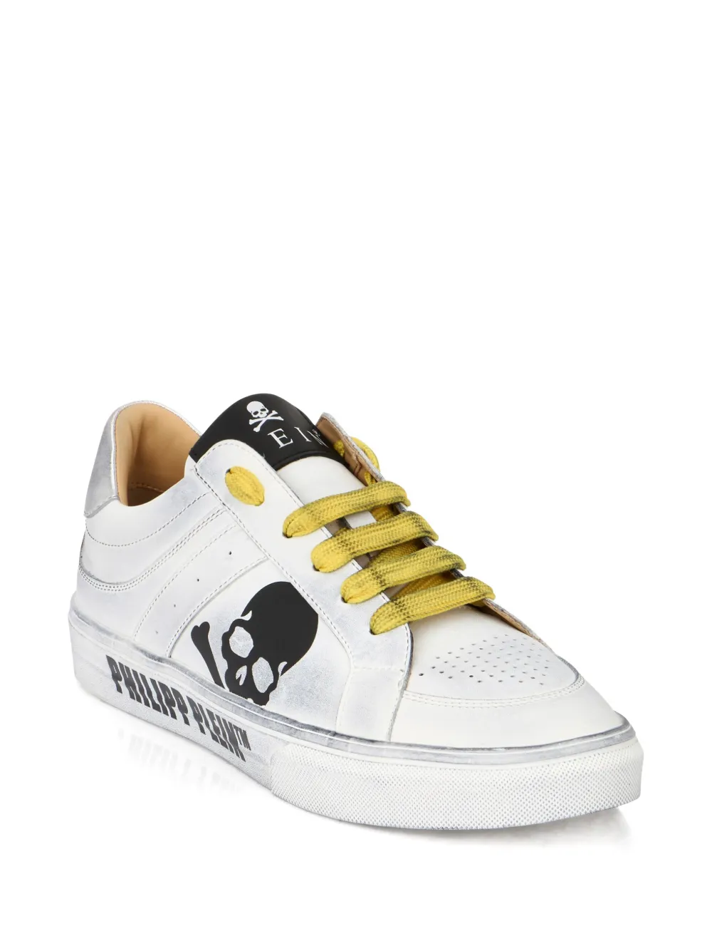 Кожаные кеды с низким верхом Skull Philipp Plein, белый — фото 2