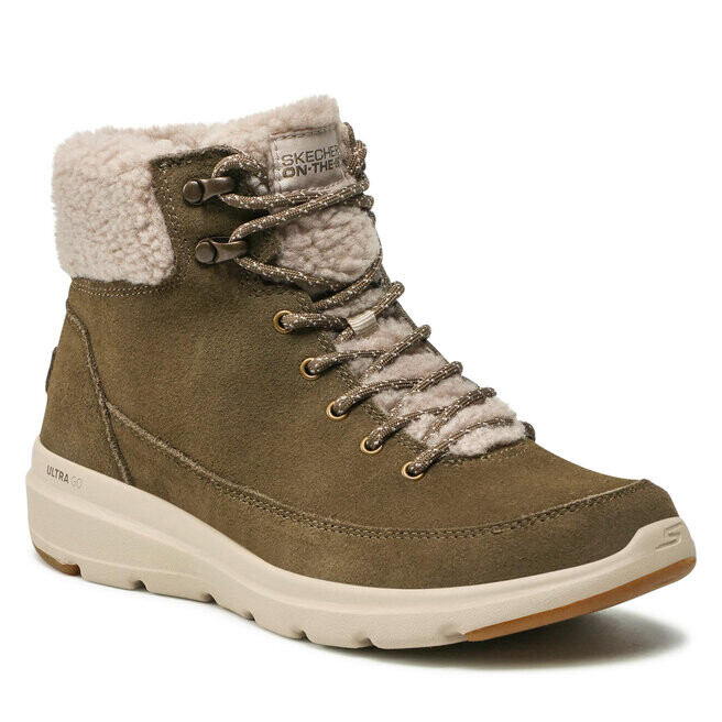 Ботинки женские Skechers GlacialUltra с мехом, зеленый