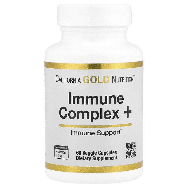 

California Gold Nutrition, Immune Complex + с витаминами A, C, D, а также цинком и селеном, 60 растительных капсул