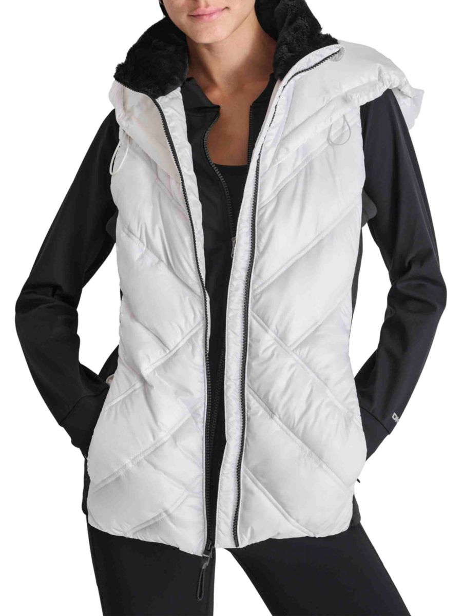 

Жилет с капюшоном из искусственного меха DKNY Sport, белый