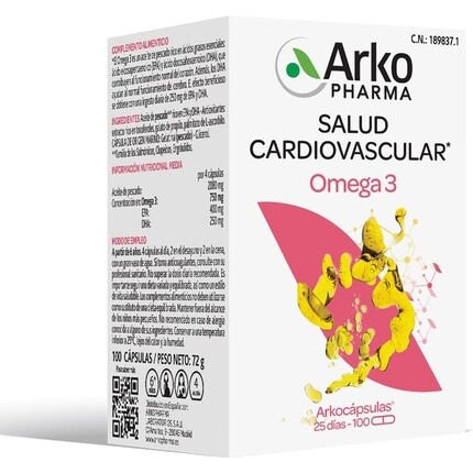 

Рыбий жир Arkocápsulas Omega 3, 100 жемчужин Arkopharma