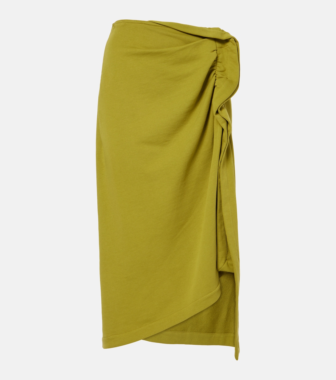 

Юбка миди из хлопка со сборками Dries Van Noten, Light Green
