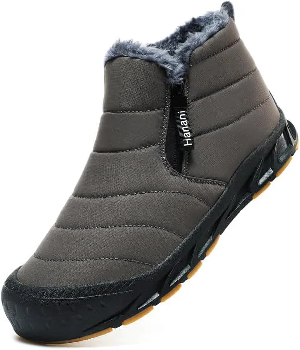 

Мужские зимние ботинки Hanani Mens Snow, водонепроницаемые, с меховой подкладкой, теплые ботинки до щиколотки, на молнии, удобные для прогулок и активного отдыха, темно-коричневый