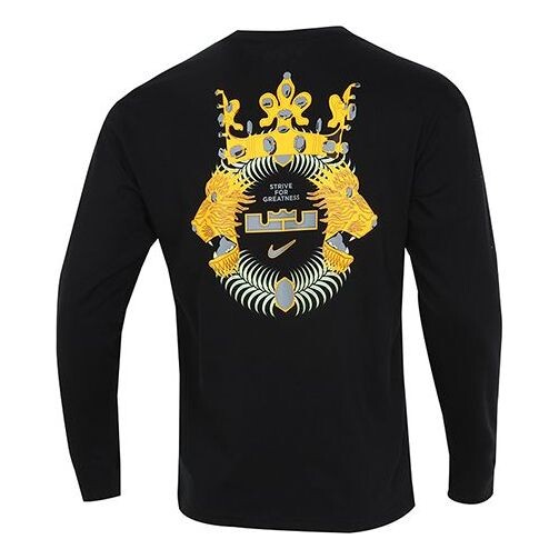 

Футболка Men's Nike Lbj Nk Lion Ls Max90 Tee Alphabet Printing Sports Round Neck Long Sleeves Black T-Shirt, черный