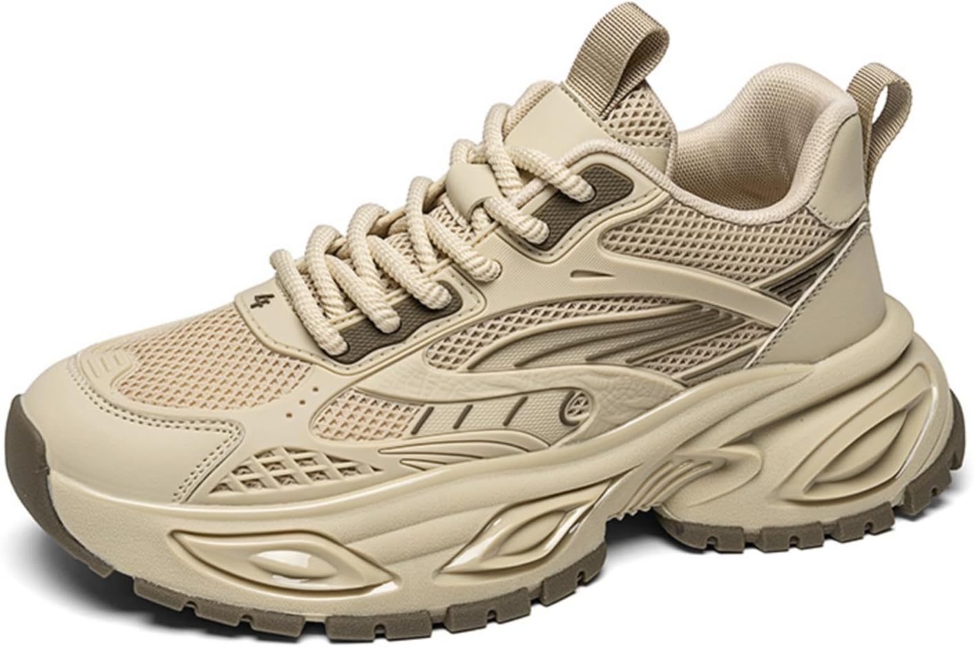 

Стильные и прочные повседневные кроссовки из сетки для мужчин с массивной подошвой и дышащей шнуровкой- обувь в стиле «папа», идеально подходящая для работы, тренировок и повседневного ношения Khwfjas, коричневый