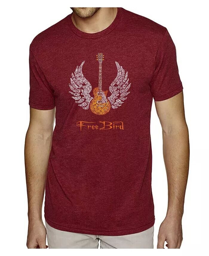 

Футболка Mens Premium Blend Word Art - Текст песни Freebird LA Pop Art, красный