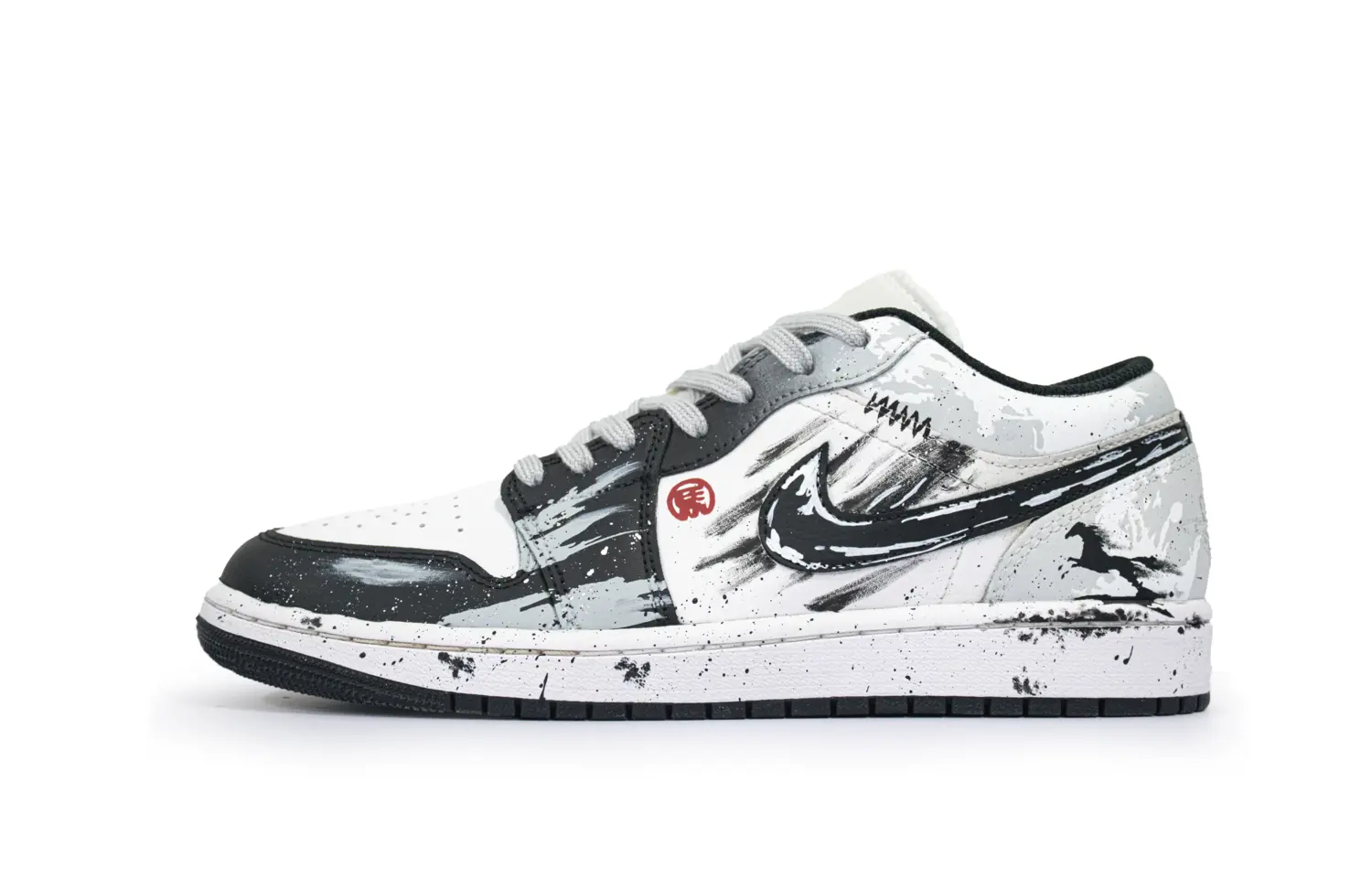 

Jordan Air 1 Ride Into The New Year Low top Vintage Basketball Shoes Unisex Black White Gray