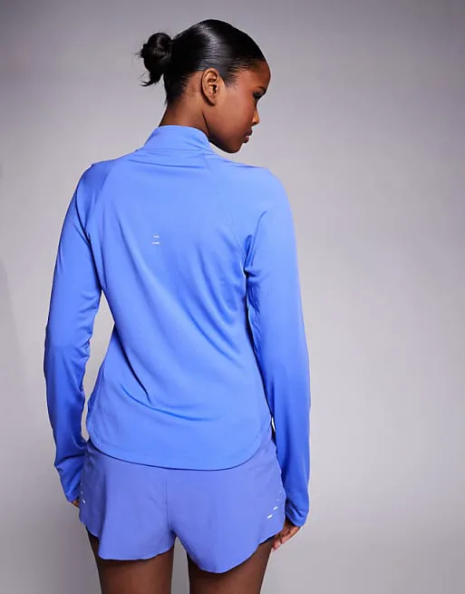 Синяя футболка с длинными рукавами и половиной молнии Nike Running Tempo Dri-FIT — фото 3