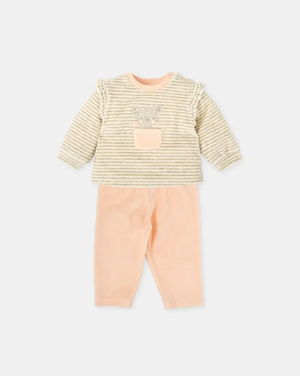 

Детский комплект из двух предметов «Маленькая мышка с лепестком» Tutto Piccolo, розовый