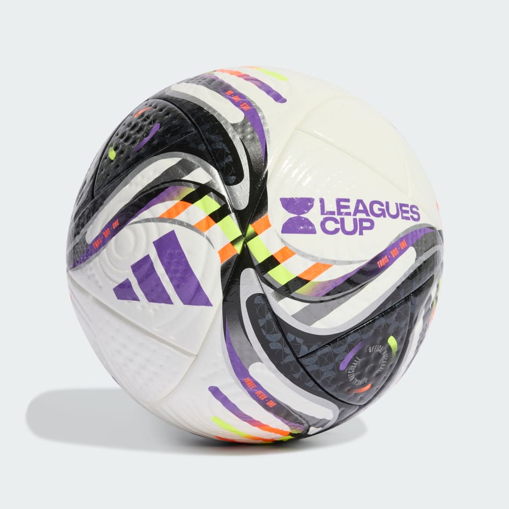 

Футбольный мяч Adidas Leagues Cup 25 Pro Ball, цвет White/Black/Solar Orange/Solar Yellow