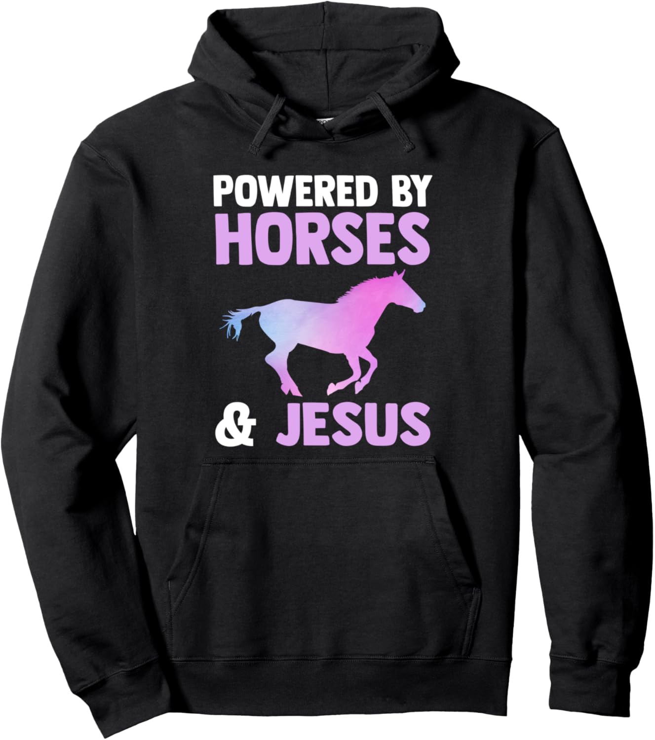 

Худи «Лошадь и Иисус, движимые лошадью и Иисусом» Horse Riding & Jesus Gift, черный