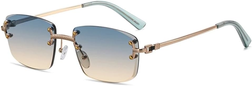 

Солнцезащитные очки LVTFCO без оправы, квадратной формы, для мужчин и женщин, защита от УФ-излучения UV400, небольшой градиент, без оправы, популярные металлические очки, 11