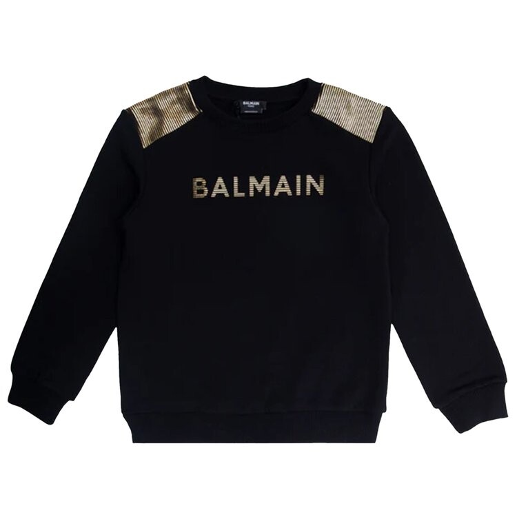 

Толстовка Balmain Kids Logo Printed Crewneck Sweatshirt, черный