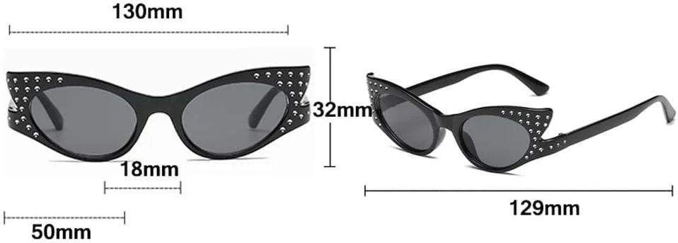 

Модные солнцезащитные очки «кошачий глаз» с бриллиантами и стразами, женские, винтажные, в маленькой оправе, с защитой от ультрафиолета UV400 TKKTLLT, Black-clear
