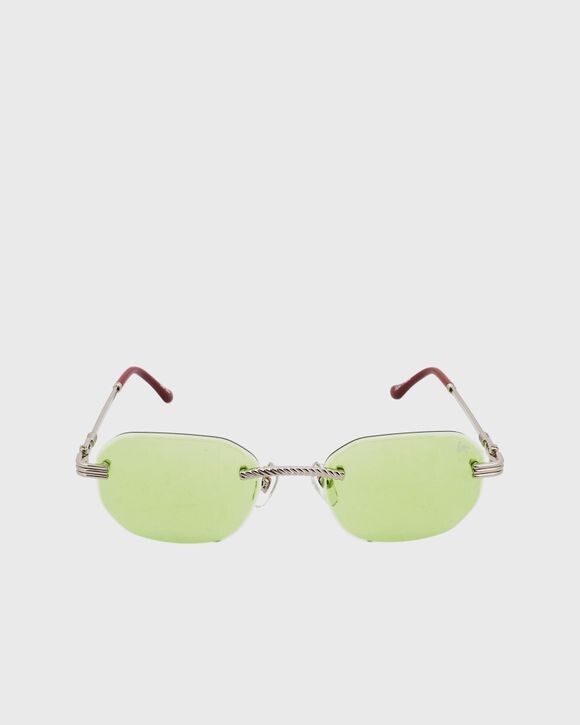 

Солнцезащитные очки Vintage Frames Hustler Drill Mount 24Kt White Gold, цвет white gold/lime green