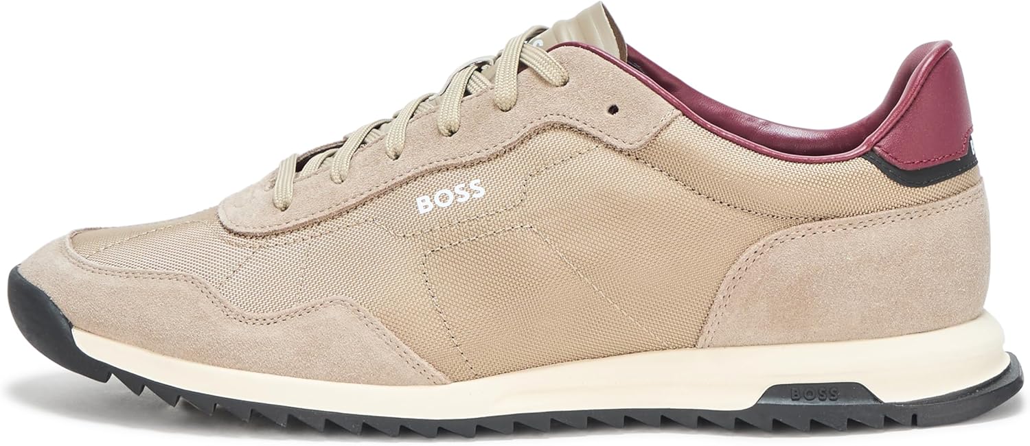 BOSS мужские кроссовки Zayn Low Profile из замши и кожи в двух тонах, Wheat — фото 2