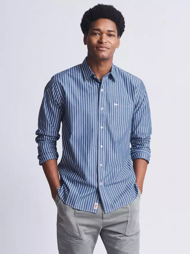 

Рубашка Aubin Gladstone Cotton Poplin, цвет blue/white