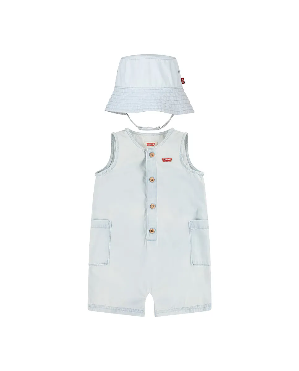 

Комплект из джинсового комбинезона и шапочки Levi's Baby Boy, синий