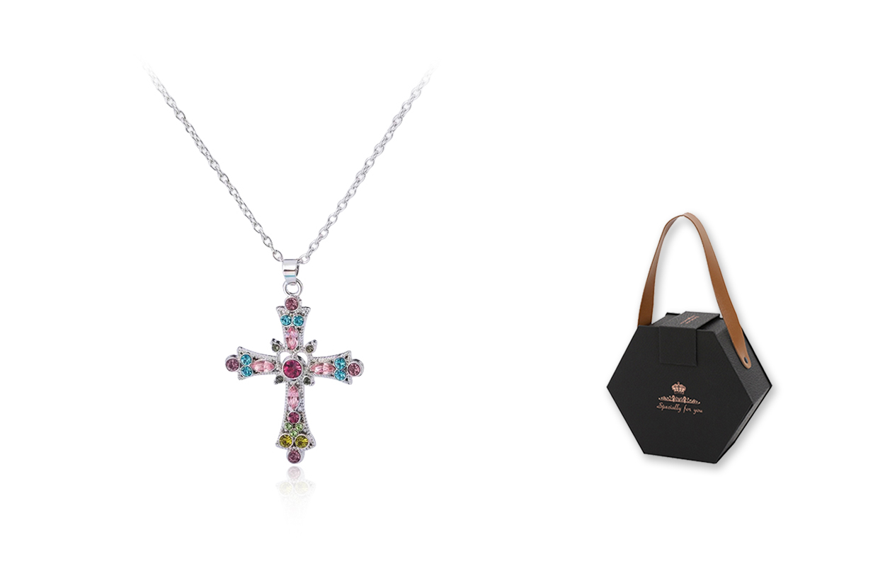 

Женское ожерелье из сплава Inkopper, Color Crystal Cross + Exclusive Black Gold Gift Box