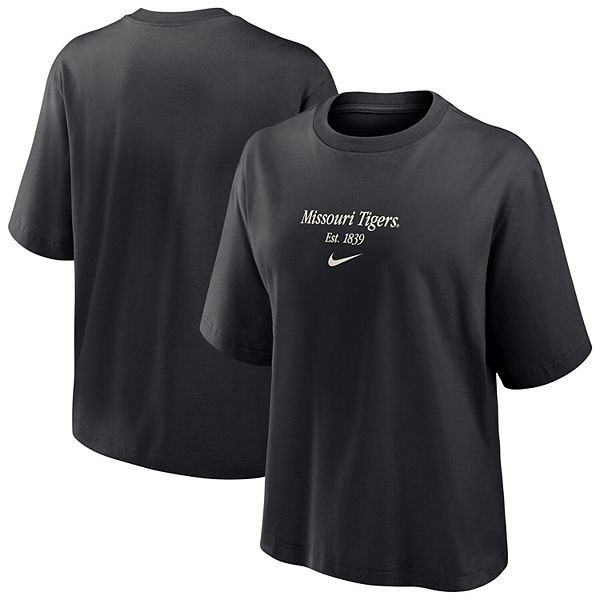 

Женская черная футболка missouri tigers boxy Nike, Черный, Женская черная футболка missouri tigers boxy Nike