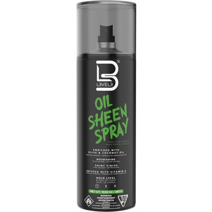 

L3VEL3 Oil Sheen Spray придает великолепный блеск, укрепляет и защищает волосы, обогащен оливковым и кокосовым маслом, насыщенным витамином Е, легкая формула, подходит для всех волос, 383 мл