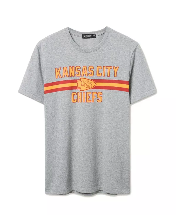 

Футболка унисекс с символикой команды Kansas City Chiefs, игрок линии нападения. Junk Food Clothing, серый