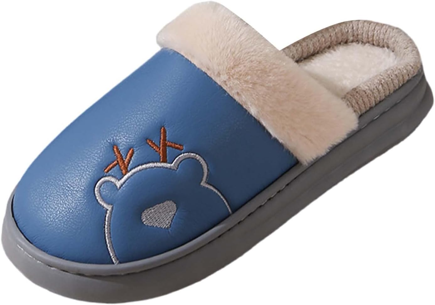 

Женские и мужские зимние теплые тапочки с отделкой из флиса, мягкие и уютные, на легкой подошве, домашние тапочки-шлепанцы, тапочки с отверстиями Generic, темно-синий