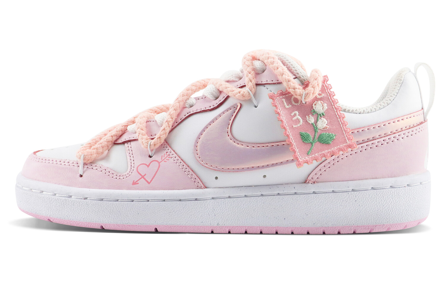 

Кроссовки Nike Court Borough Skateboard Shoes Women's Low-Top Pink/White, Розовый, Кроссовки Nike Court Borough Skateboard Shoes Women's Low-Top Pink/White