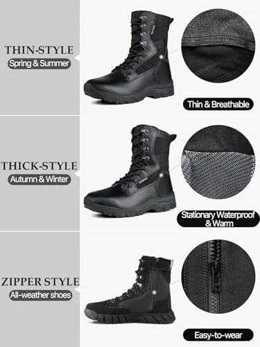 

Мужские тактические рабочие ботинки FREE SOLDIER, 8 дюймов, легкие боевые ботинки, прочные замшево-кожаные военные ботинки, пустынные ботинки, черный