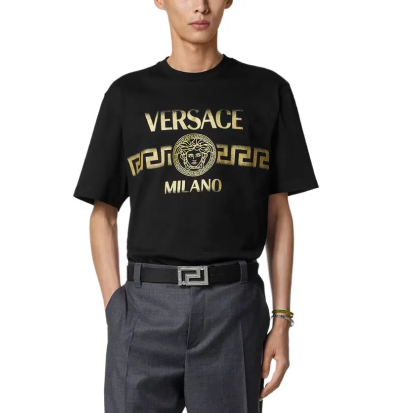 Футболка из хлопка с принтом Medusa VERSACE, черный — фото 3